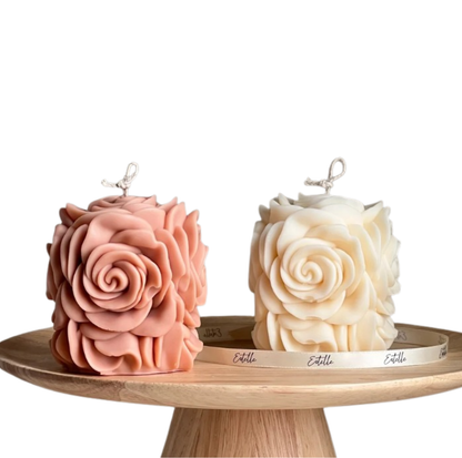 Rose Flower Pillar Candles