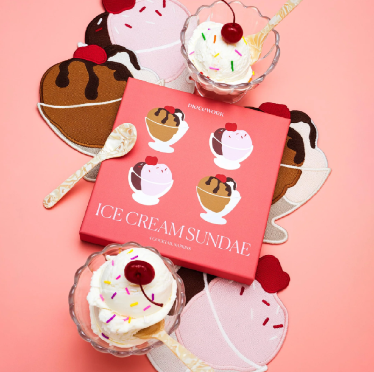 Ice Cream Sundae Cocktail Napkins S/4