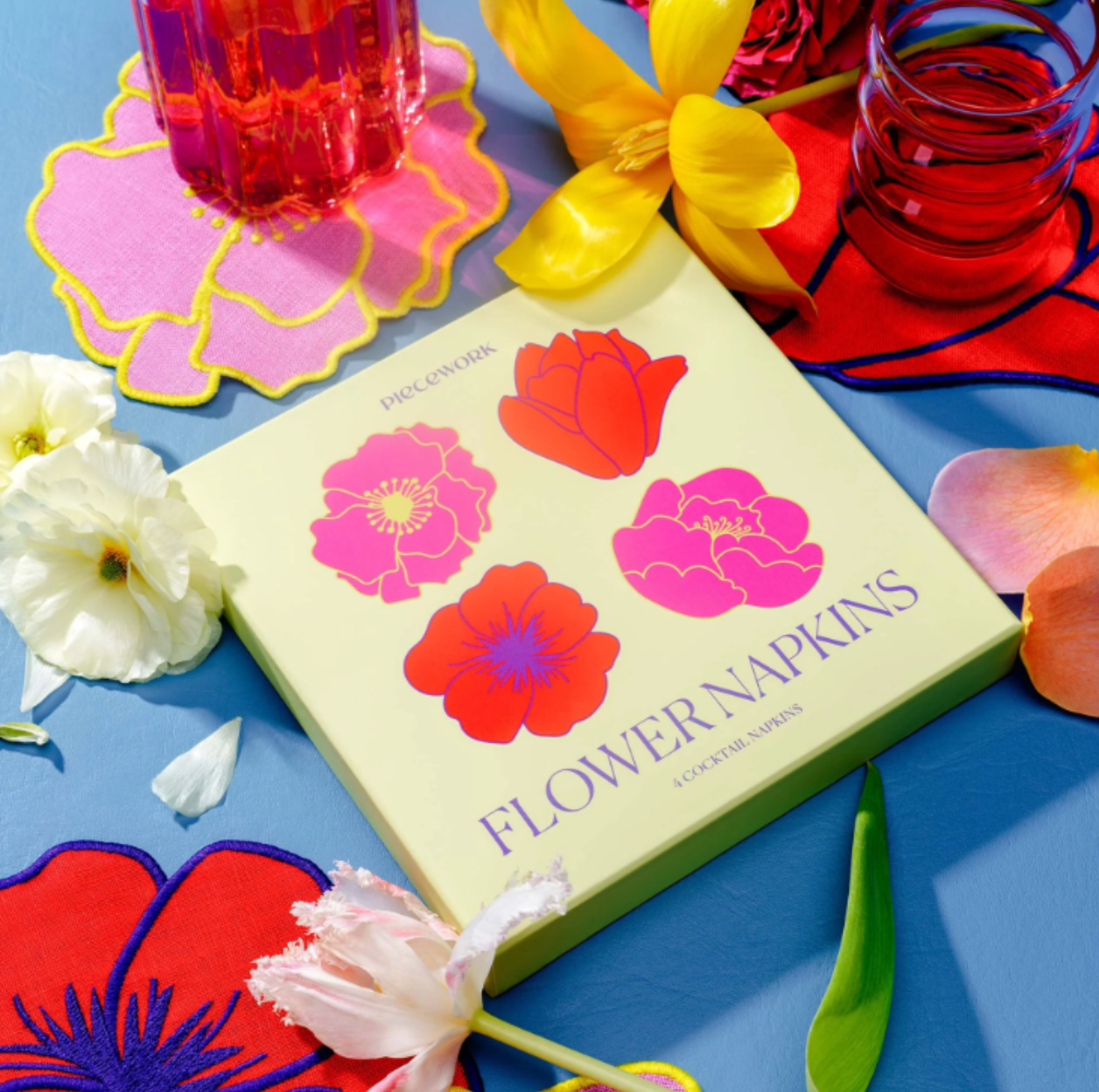 Flower Cocktail Napkins S/4