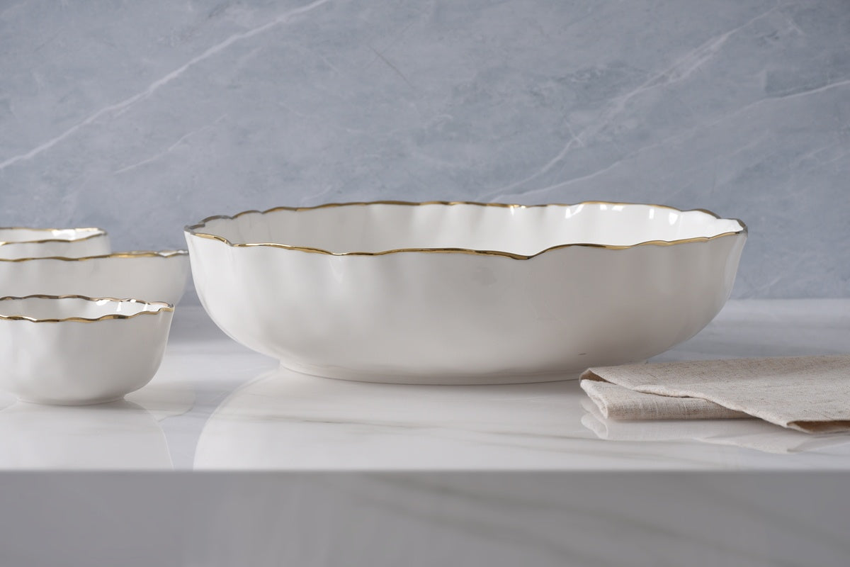 POR-White Gold Extra Large Shallo W Bowl
