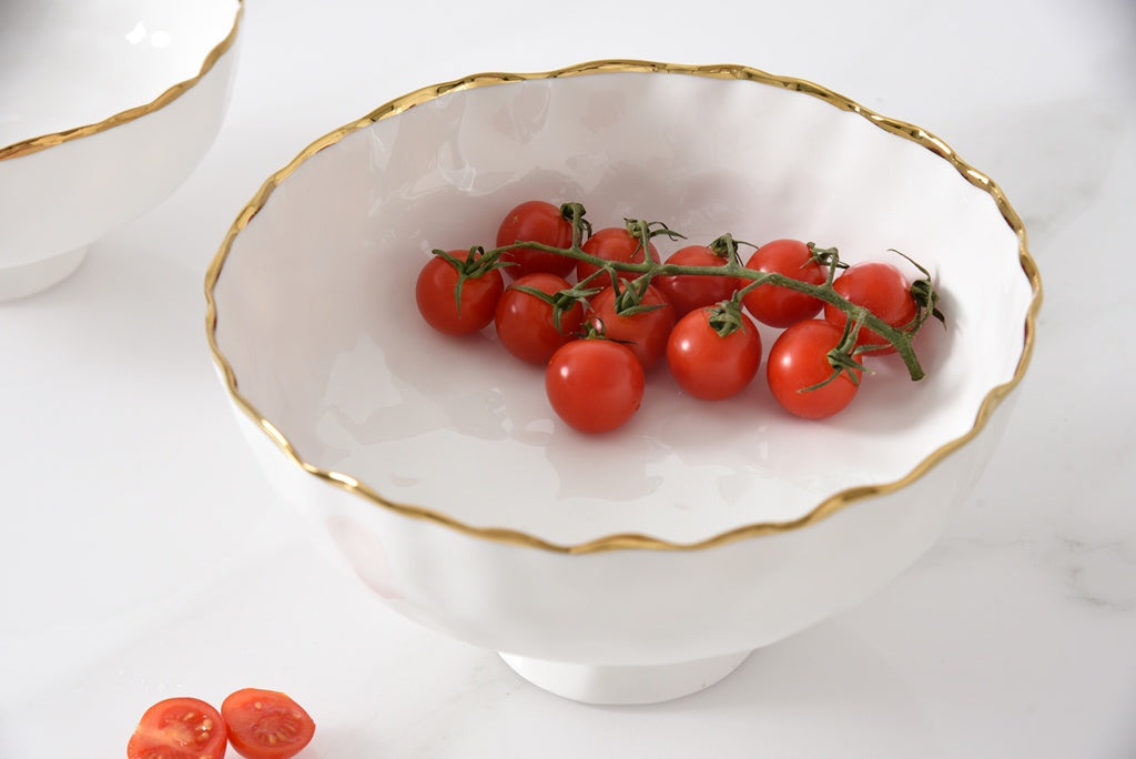 POR-White Gold Small Footed Bowl