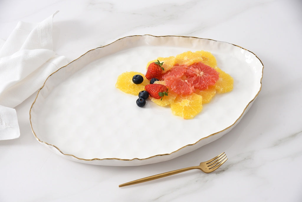 POR-White Gold Large Oval Platter