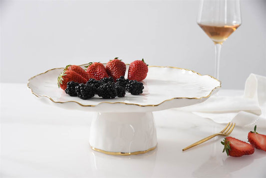 POR-White Gold Round Cake Stand
