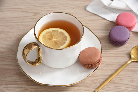 POR-White Gold Tea Cup & Saucer