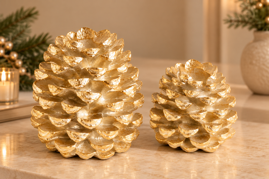 Antique Gold Resin Pillar Candleholders | Details Panamá
