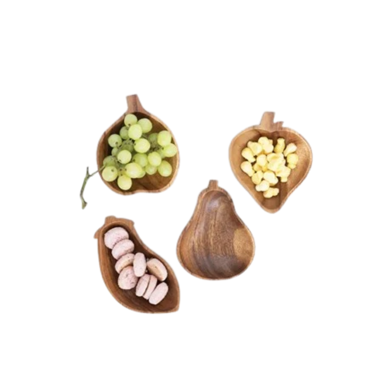Hand-Carved Acacia Wood Fruit/Vegetable Shaped Bowl