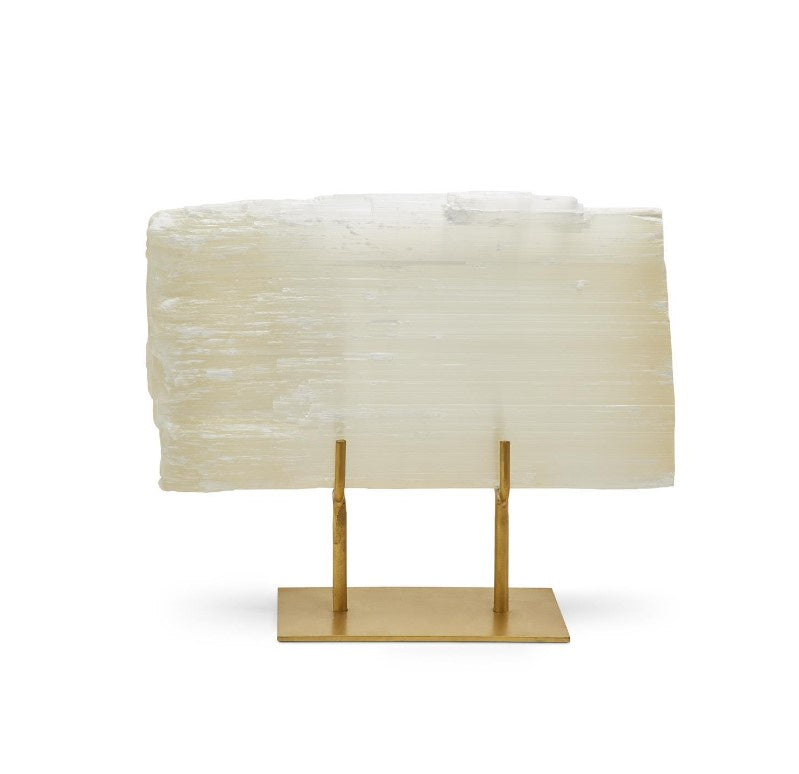 Selenite Slab on Gold Stand