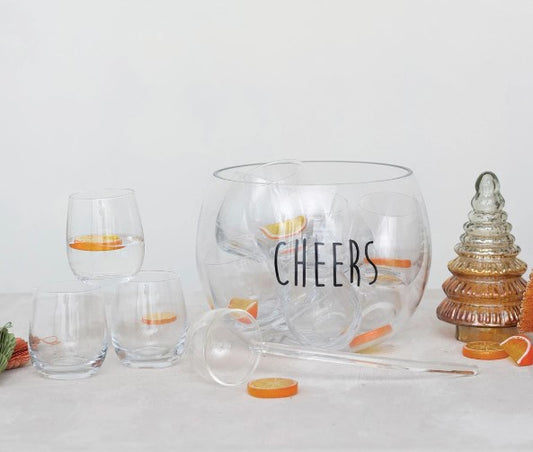 Glass "Cheers" Punch Bowl