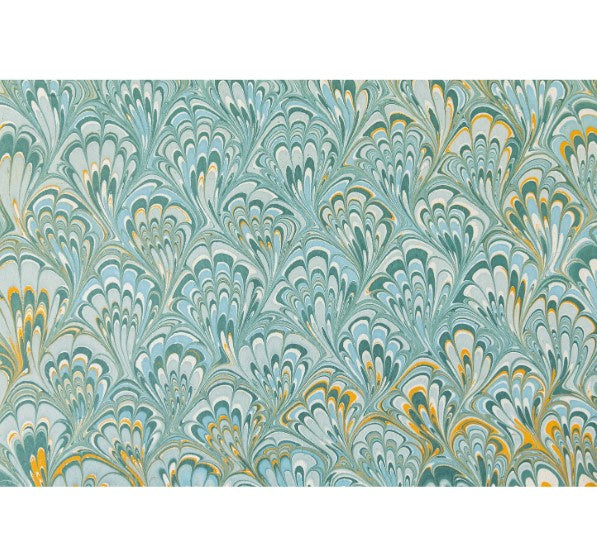 Blue & Gold Peacock Marbled Placemats | Details Panamá