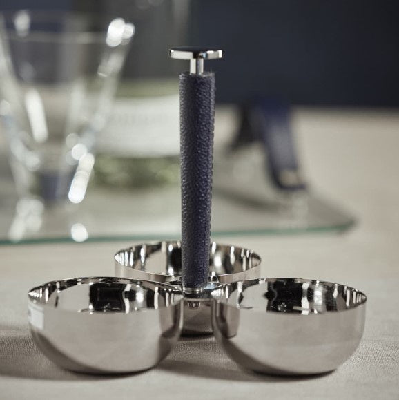 Laguna Nickel & Leather Condiment Set