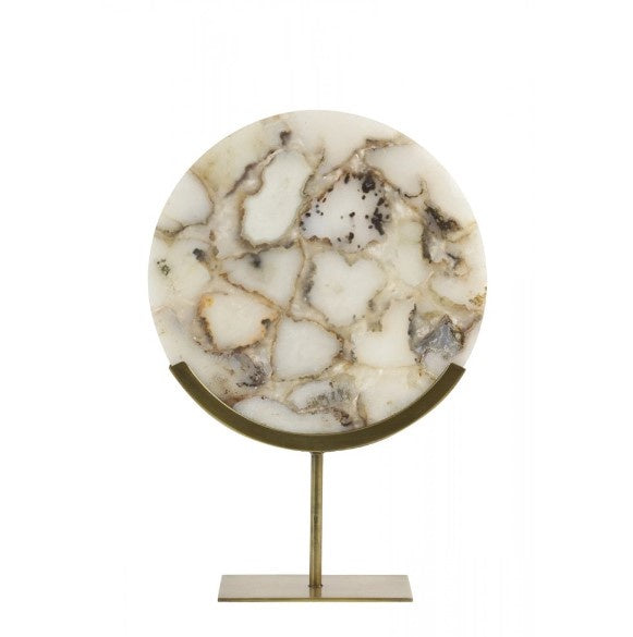 Gouya Grey Agate Antique Bronze Ornament On Base