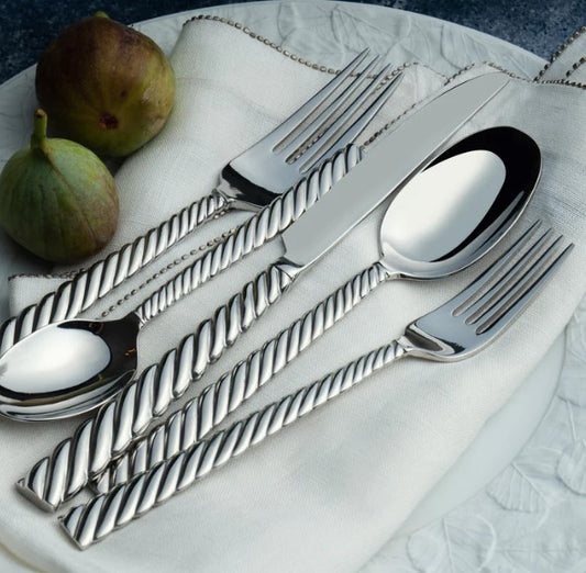 Twist 5 Piece Flatware Set - Silver