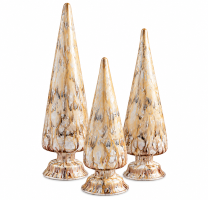 Gold & White Painted Christmas Trees | Details Panamá