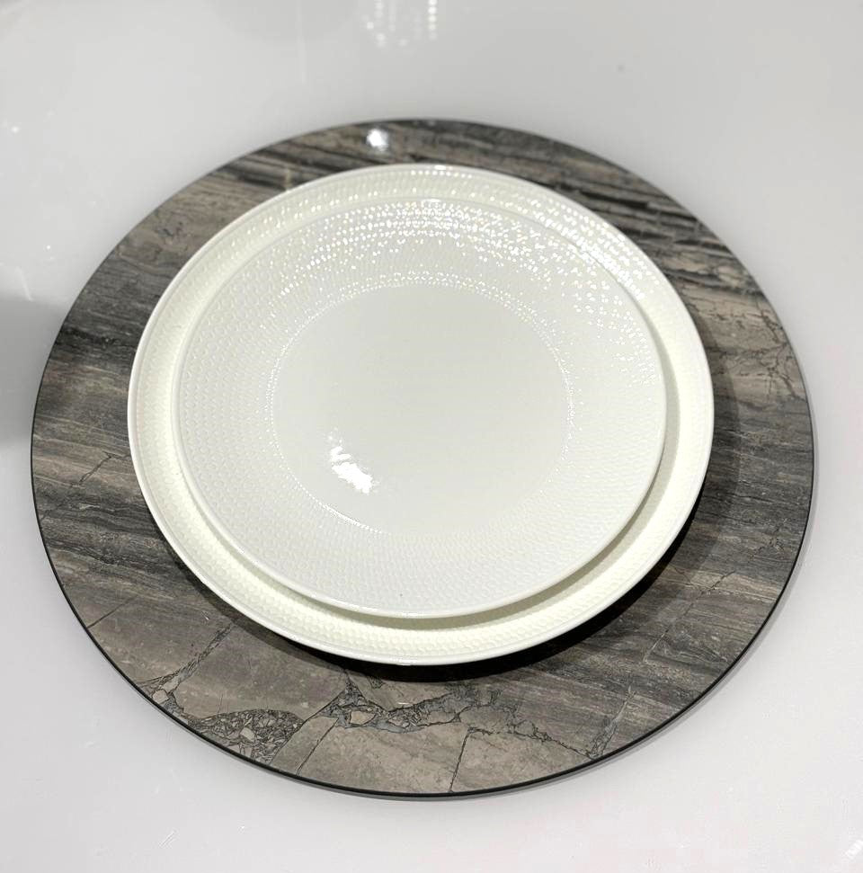 Round Marble Placemat Gray/Victoria Latte/Unidad