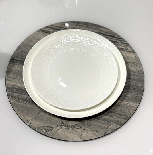 Round Marble Placemat Gray/Victoria Latte/Unidad