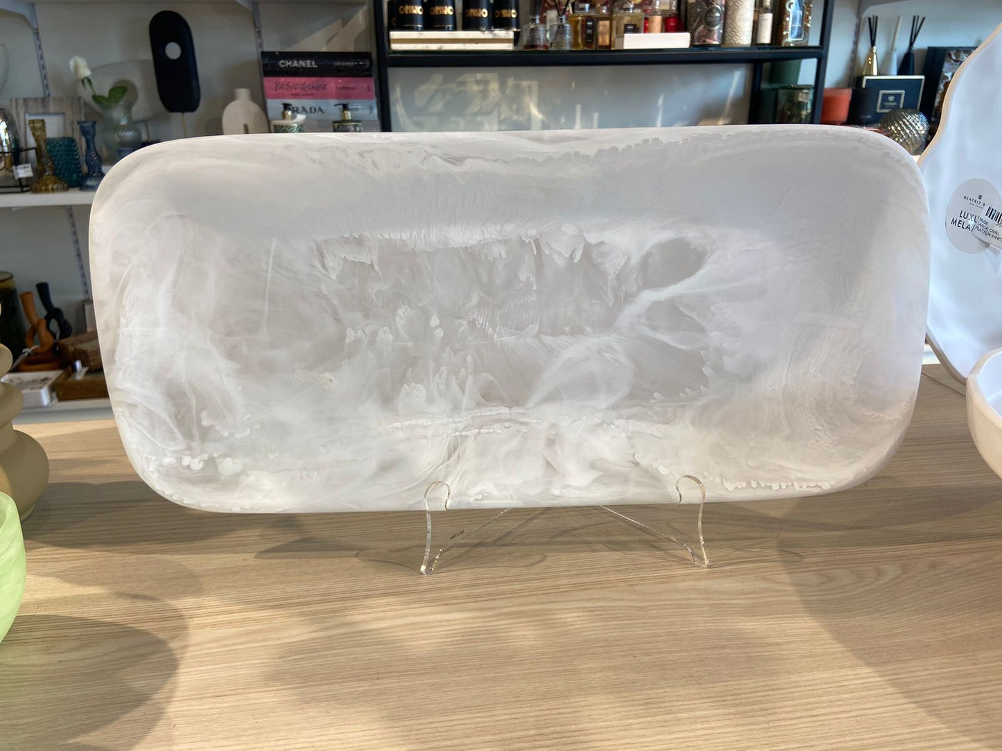 Classical Rectangle Platter White Swirl