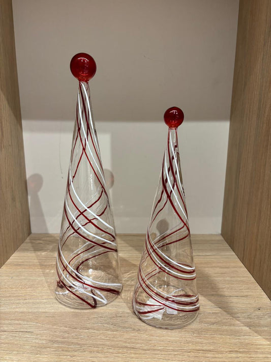 Swirl Design Red & White Glass Trees
