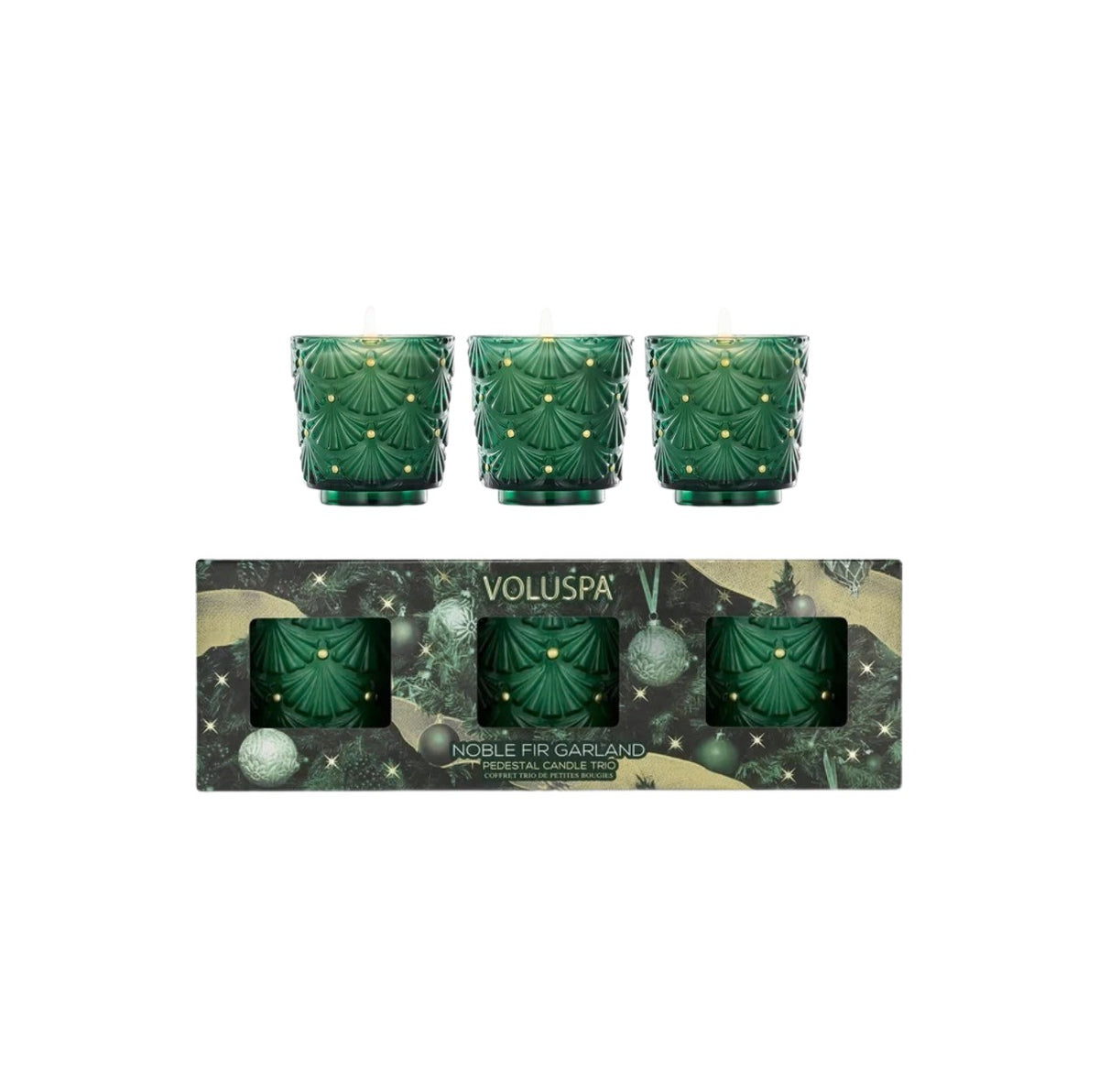 Noble Fir Pedestal Candle Trio