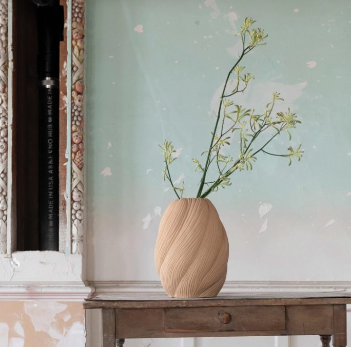 Stoneware Sculptural Vase, Putty Sand Finish