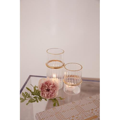 Gold Glass Ring Votive Medida: 2.75 x 2.75 x 6.0 pulg