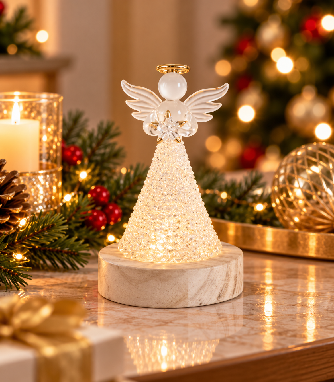 Handcrafted Spun Glass Led Angels | Details Panamá