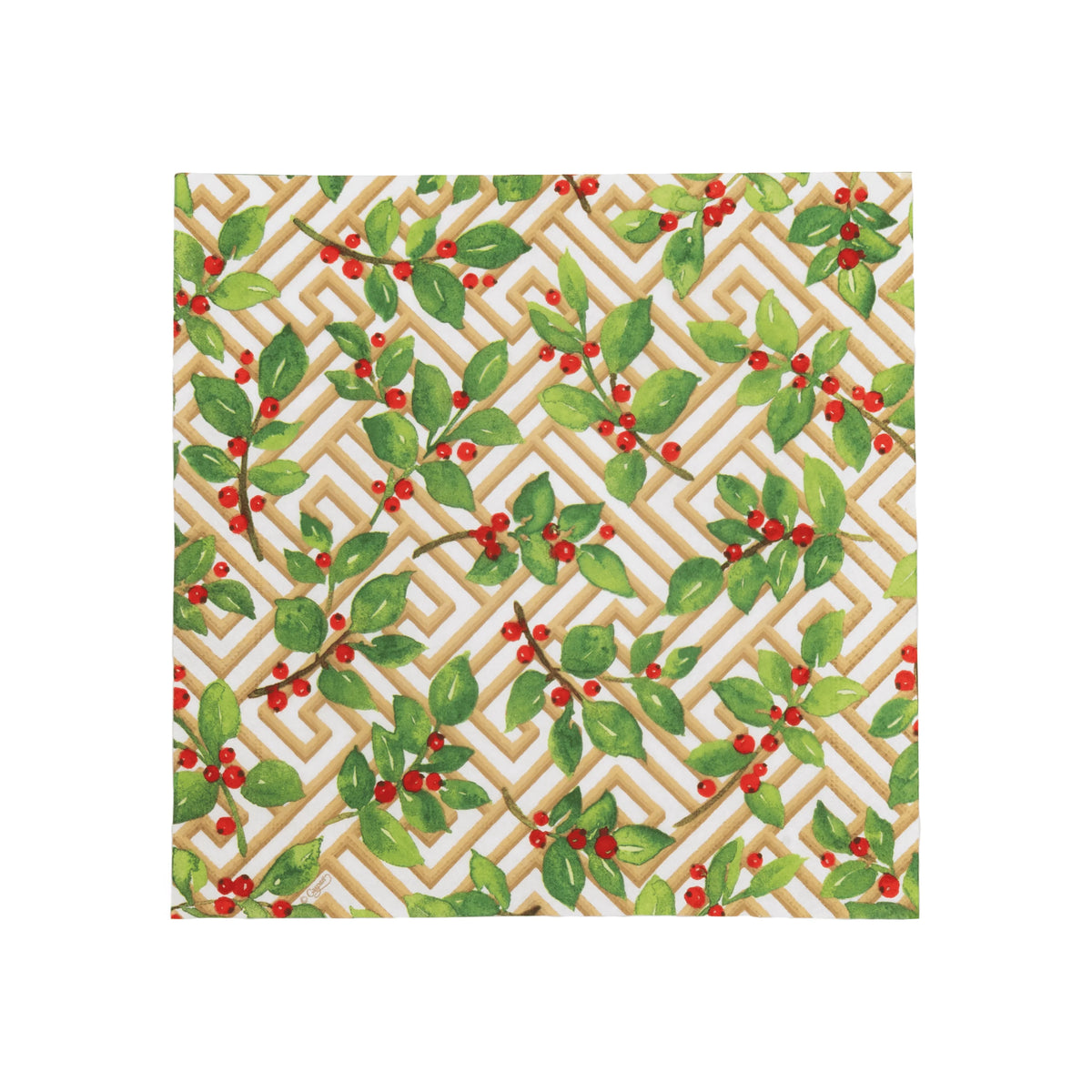 Holly and Fretwork White Napkins