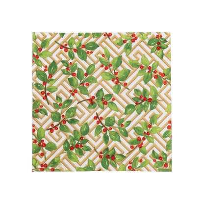 Holly and Fretwork White Napkins