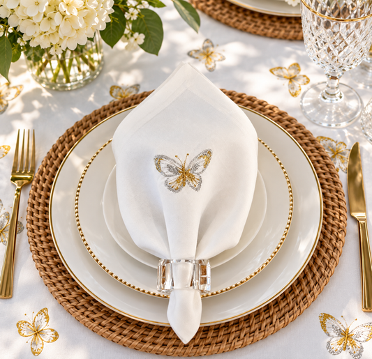 Metallic Butterfly Tablecloths | Details Panamá