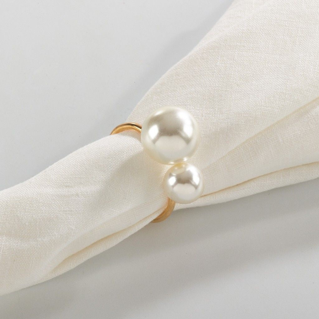 Pearl Napkin Ring Gold S/4