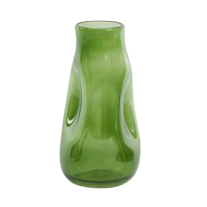 Metallic Green Glass Vase