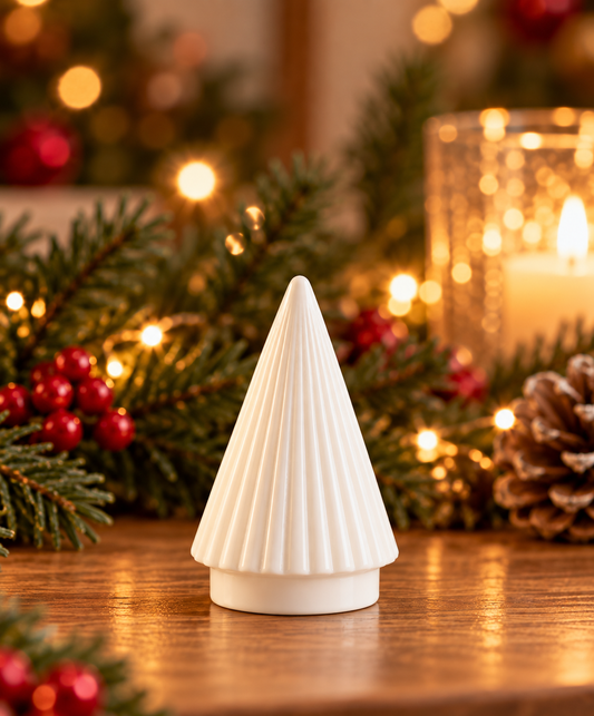 Ribbed White Ceramic Christmas Trees | Details Panamá