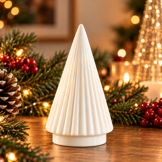 Ribbed White Ceramic Christmas Trees | Details Panamá