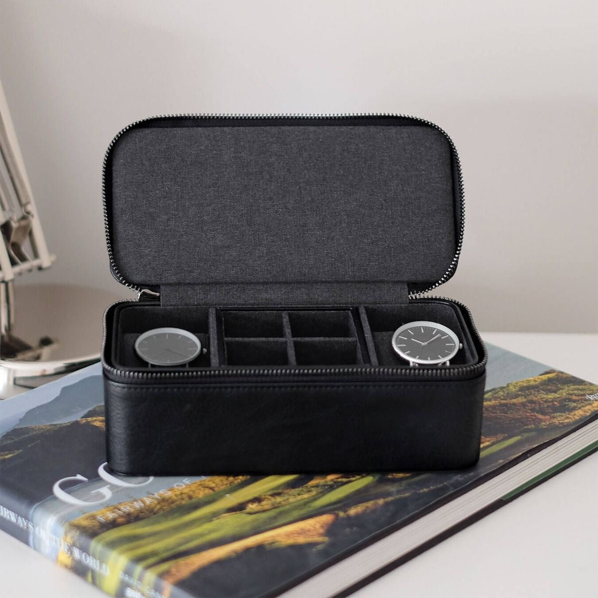 Zipped Watch and Cufflinks Box