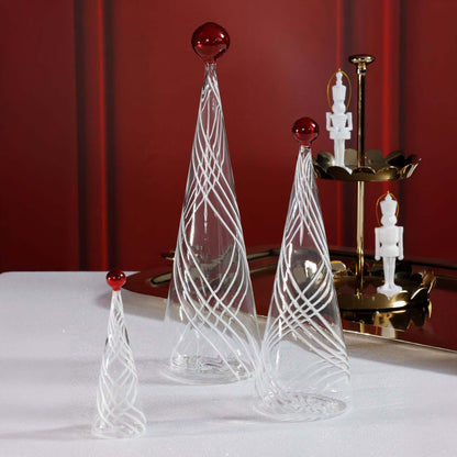 Swirl Design Red & White Glass Trees | Details Panamá