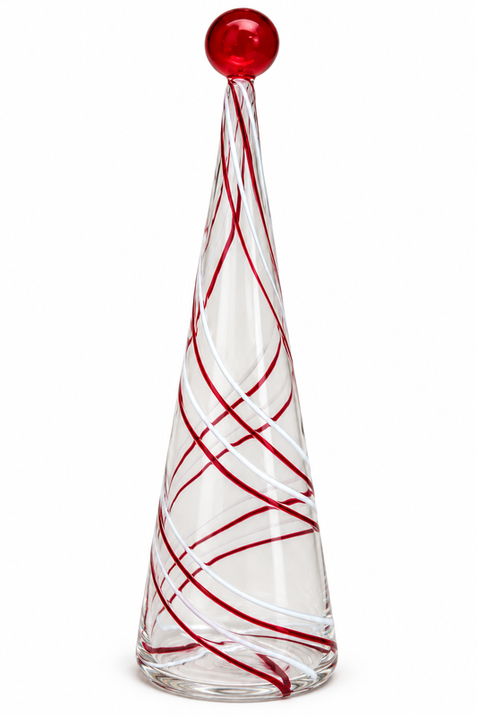 Swirl Design Red & White Glass Trees | Details Panamá