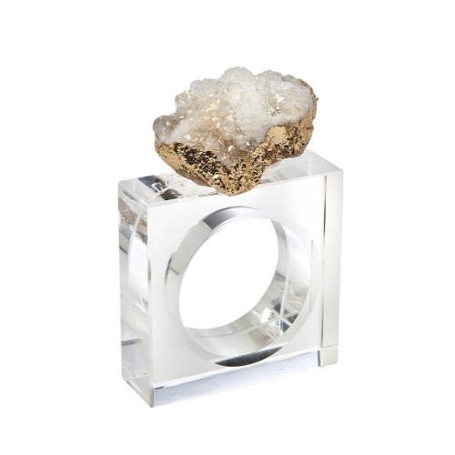White Geode Napkin Rings S/4 | Details Panamá