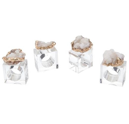 White Geode Napkin Rings S/4 | Details Panamá