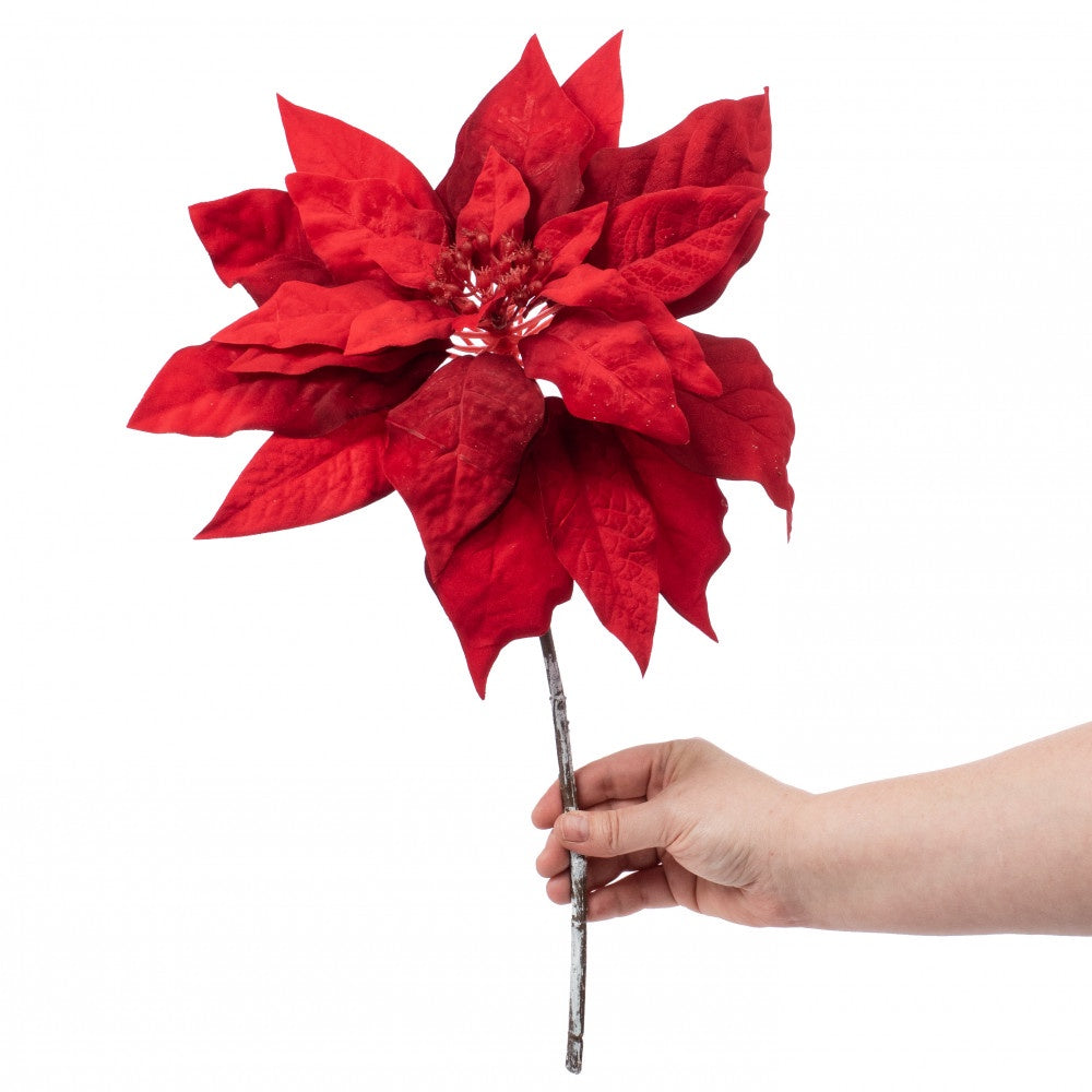 Red Velvet Poinsettia Pick